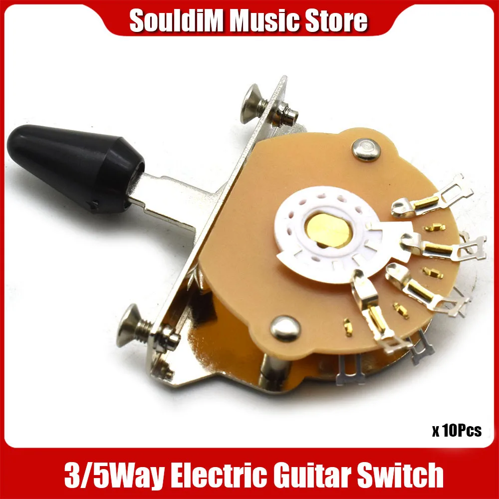 

10pcs Electric Guitar 3Way /5-Way Pickup Toogle Selector Switch with Black/White/Yellow Knob