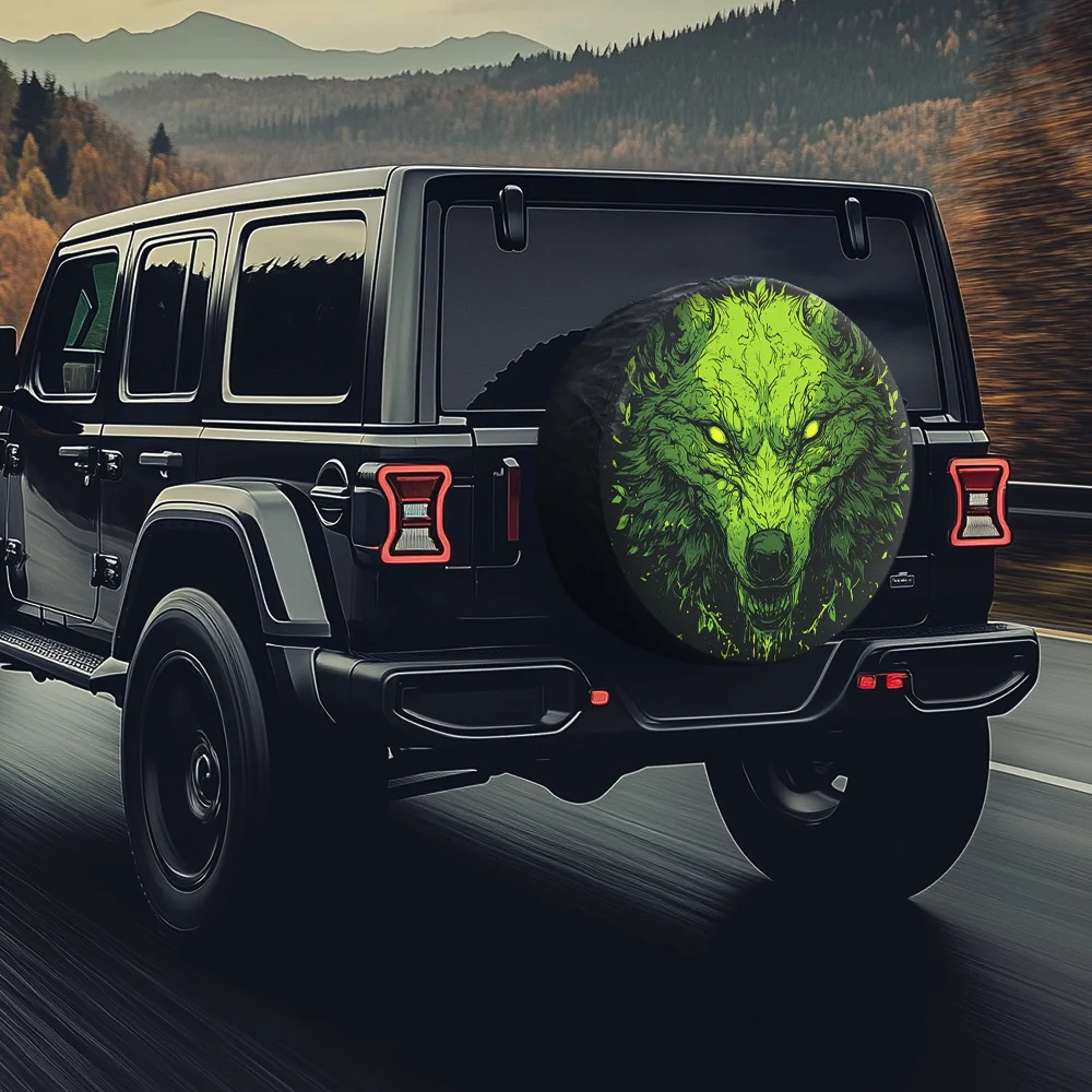 Vibrant Wolf Head Design Protective Cover For Modified Cars, Street Vehicles, 4x4, And Muscle Carts - Cyber-Totemic Style With