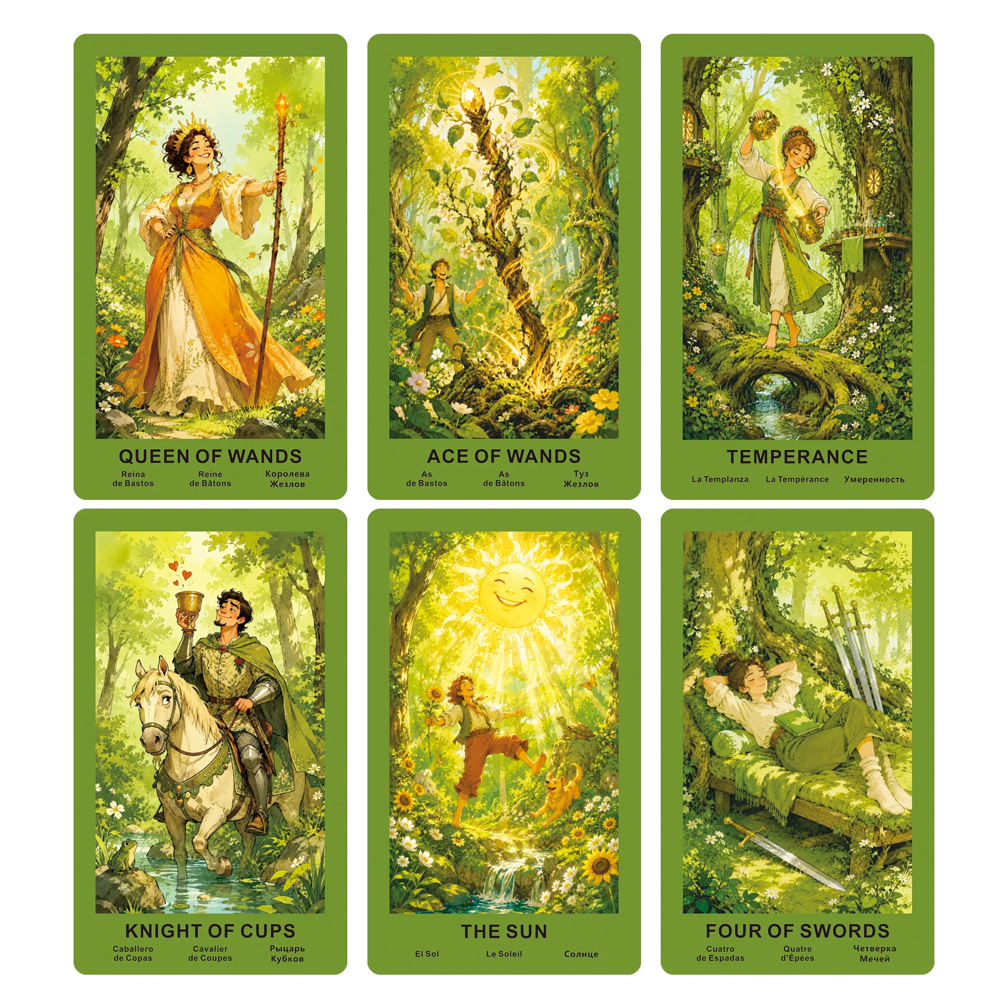 The Sunwoven Forest Tarot Deck, 78 Original Tarot Cards, Nature Theme, with Paper Guidebook (EN/RU/ES/FR), Beginner Friendly view 3