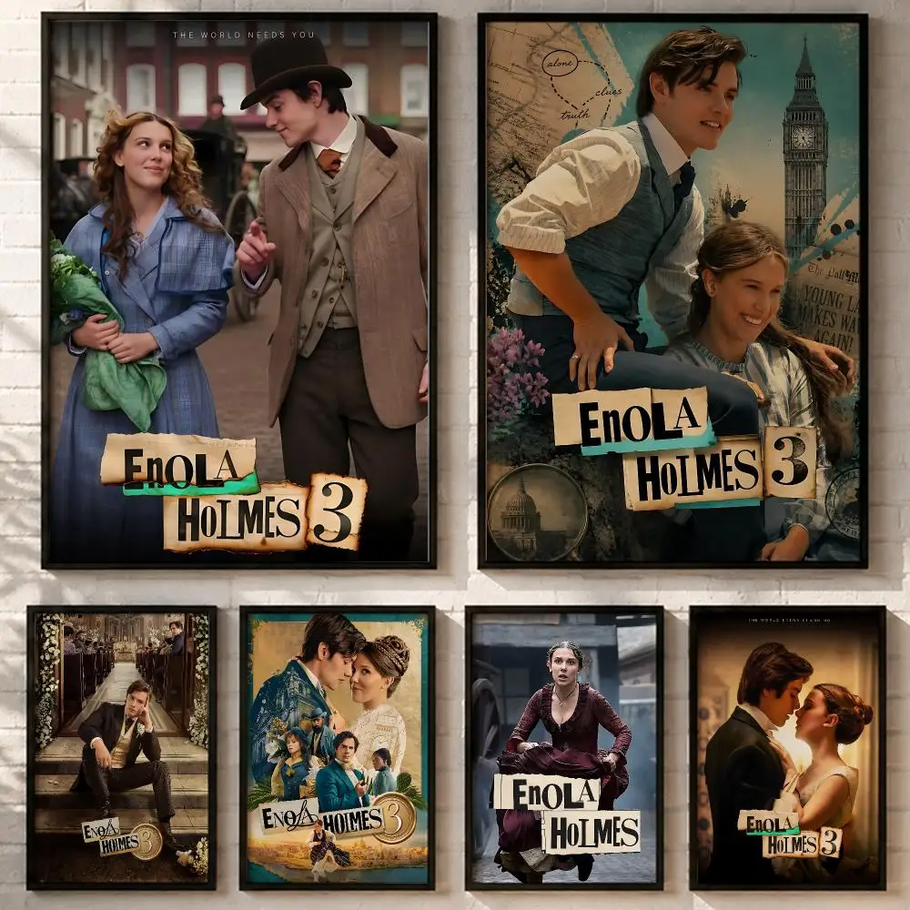 Movie Enola Holmes 3 Poster HD poster wall art self-stick no-residue for home cafe office great gift