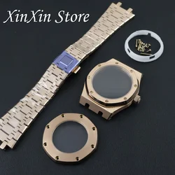 Rose Gold 41mm AP Watch Parts For NH34 NH35 NH36 Movement Transparent Back Sapphire Crystal AP Watch Case Modified Accessories