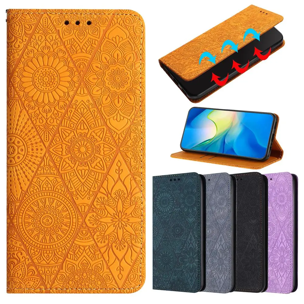 S23 S21 FE 5G Magnetic Leather Phone Case for Samsung Galaxy S23 Ultra S22 Plus S20 S10 S8 S9 Cases Retro Embossing Wallet Cover