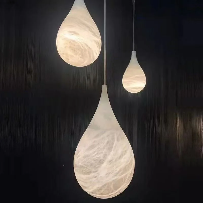 Modern Creative Personalized Waterdrop Restaurant Nordic Simple Light Luxury Imitation Cloud Stone Bedhead Small Pendant Light