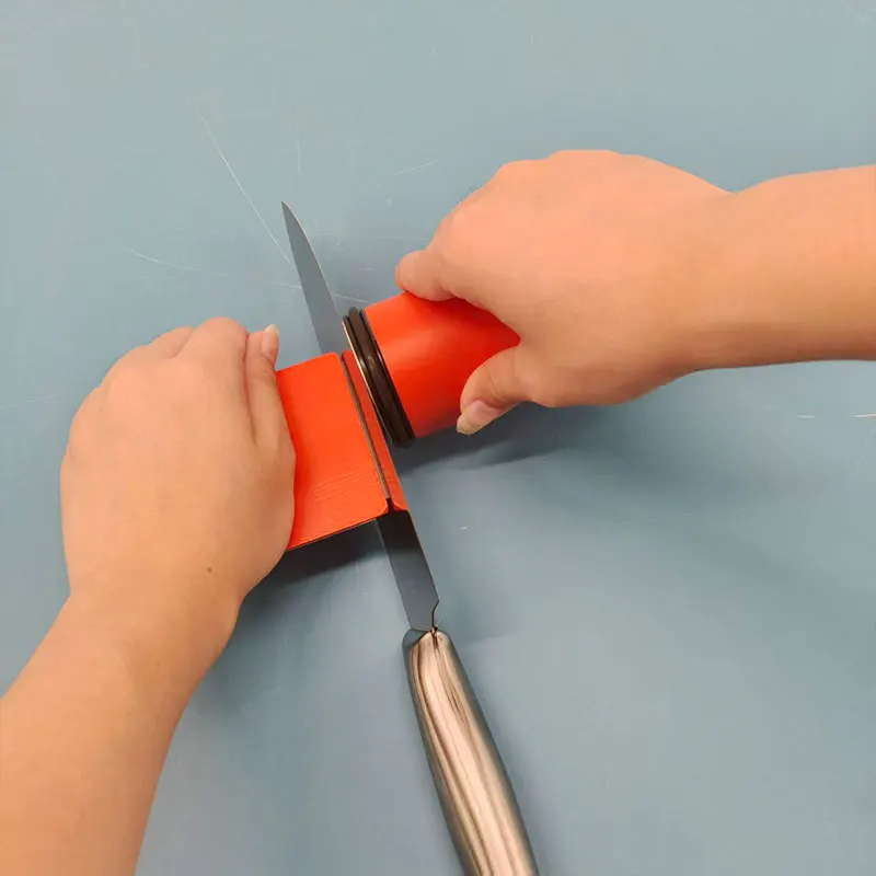 مبراة سكاكين دوارة مستطيلة بأربعة زوايا برتقالية، مجموعة مبراة سكاكين ذات عجلة دوارة، حجر شحذ متدحرج #1