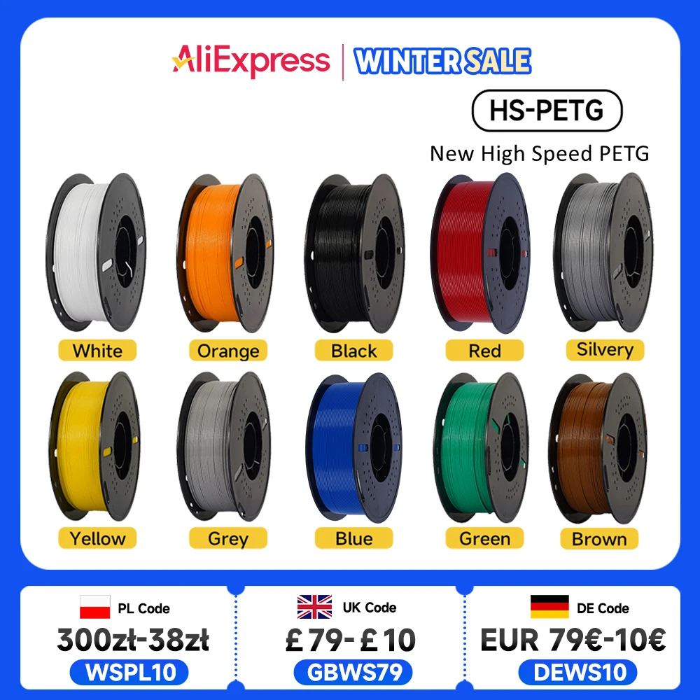 

KINGROON новейшая нить для 3D-принтера HS-PETG 1,75 мм, высокоскоростной материал для 3D-печати Hyper PETG, 5 кг, 10 кг, разные цвета