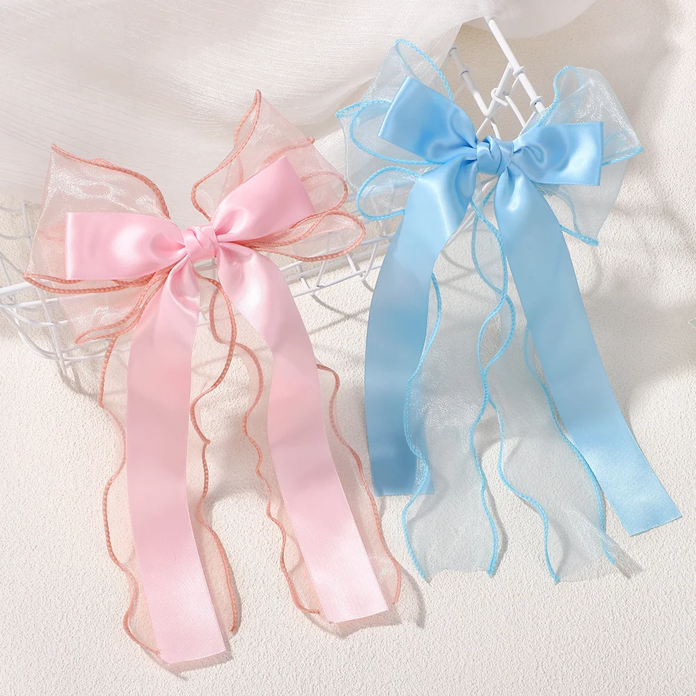 

Bulk 30pcs Long Tassel Organza Bow Hair Clips Double Layer Ribbon Hairgrips Hairpins for Women Girls Bulk Headwear Accessories