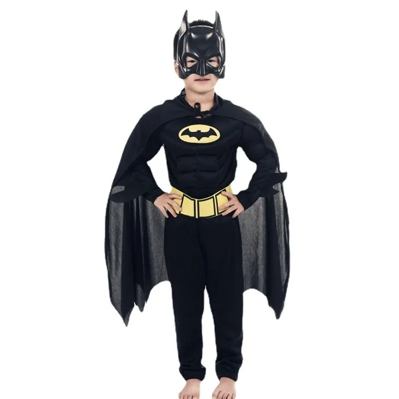 

Boys Girls Bat Cosplay Jumpsuit Costume Halloween Carnival Party Bodysuit Knight Outfits Superhero Clothes with Mask Cloak