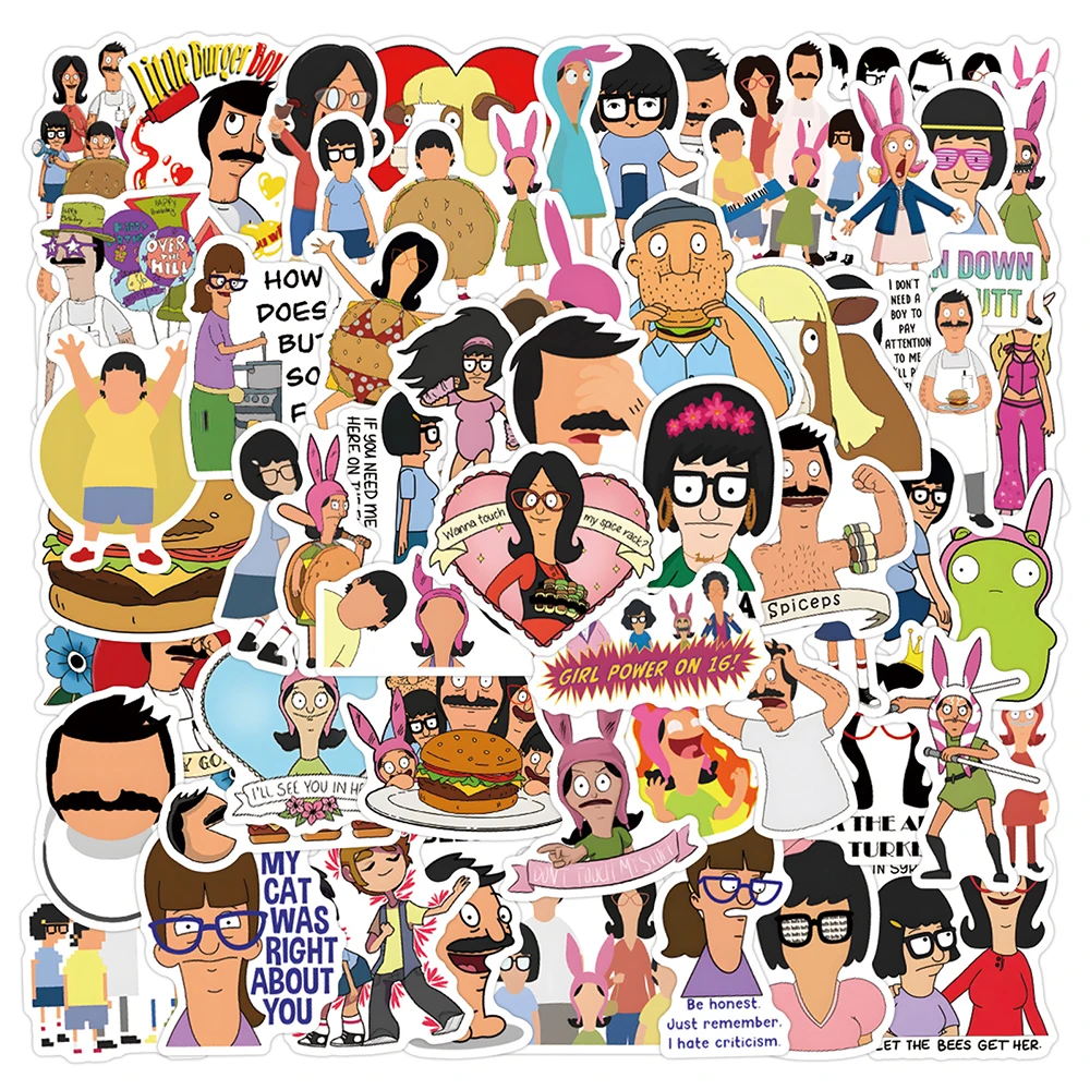 10/30/55/110PCSC Cartoon Animated Bobs Burgers Sticker Funny Graffiti Waterproof Decal Kids Toy DIY Skateboard Laptop Sticker