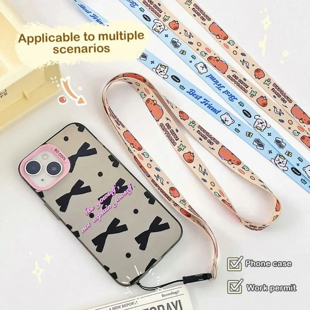 Polyester Capibala Mobile Phone Lanyard Anti Lost Loss Prevention Y2K Mobile Phone Charms Wider Cartoon Capybara Phone Pendant