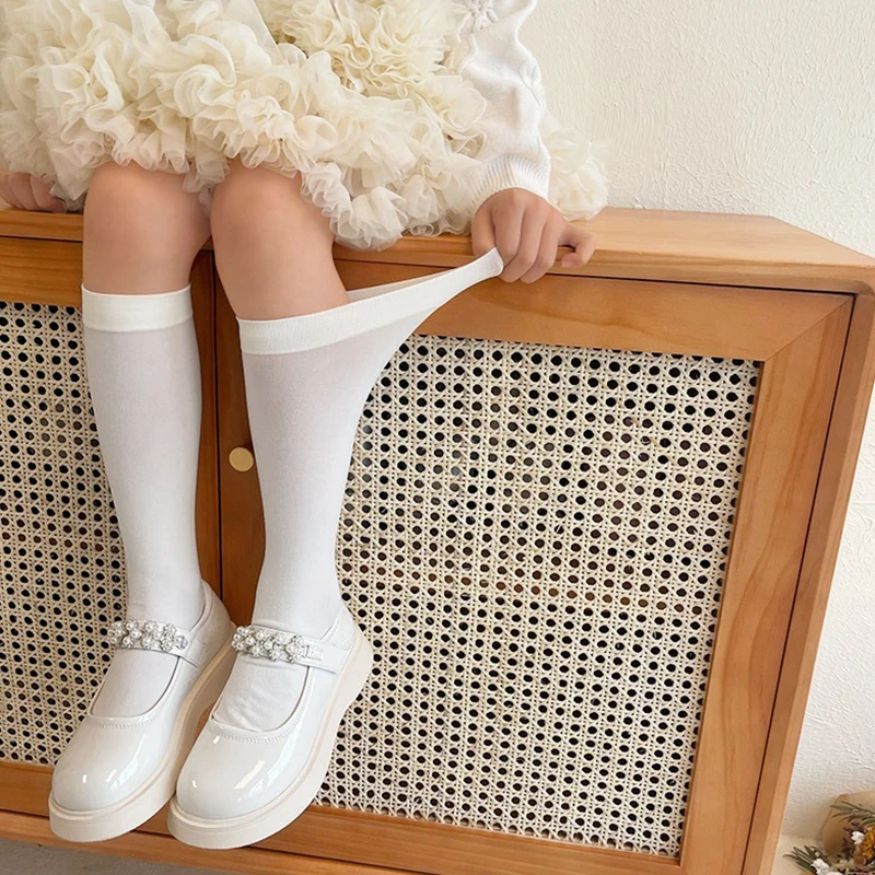 School-Age Children's Jk School Uniform Skirt Accessories Over The Knee Socks Simple Candy Color College Style Girls Stockings