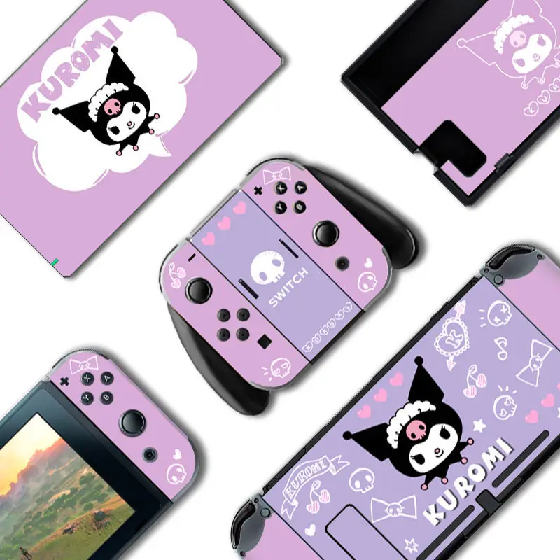 Sanrio Kuromi Cinnamoroll MyMelody Pompompurin LittleTwinStars Skin Cover Sticker Decal for Switch OLED/NS Cartoon Accessories