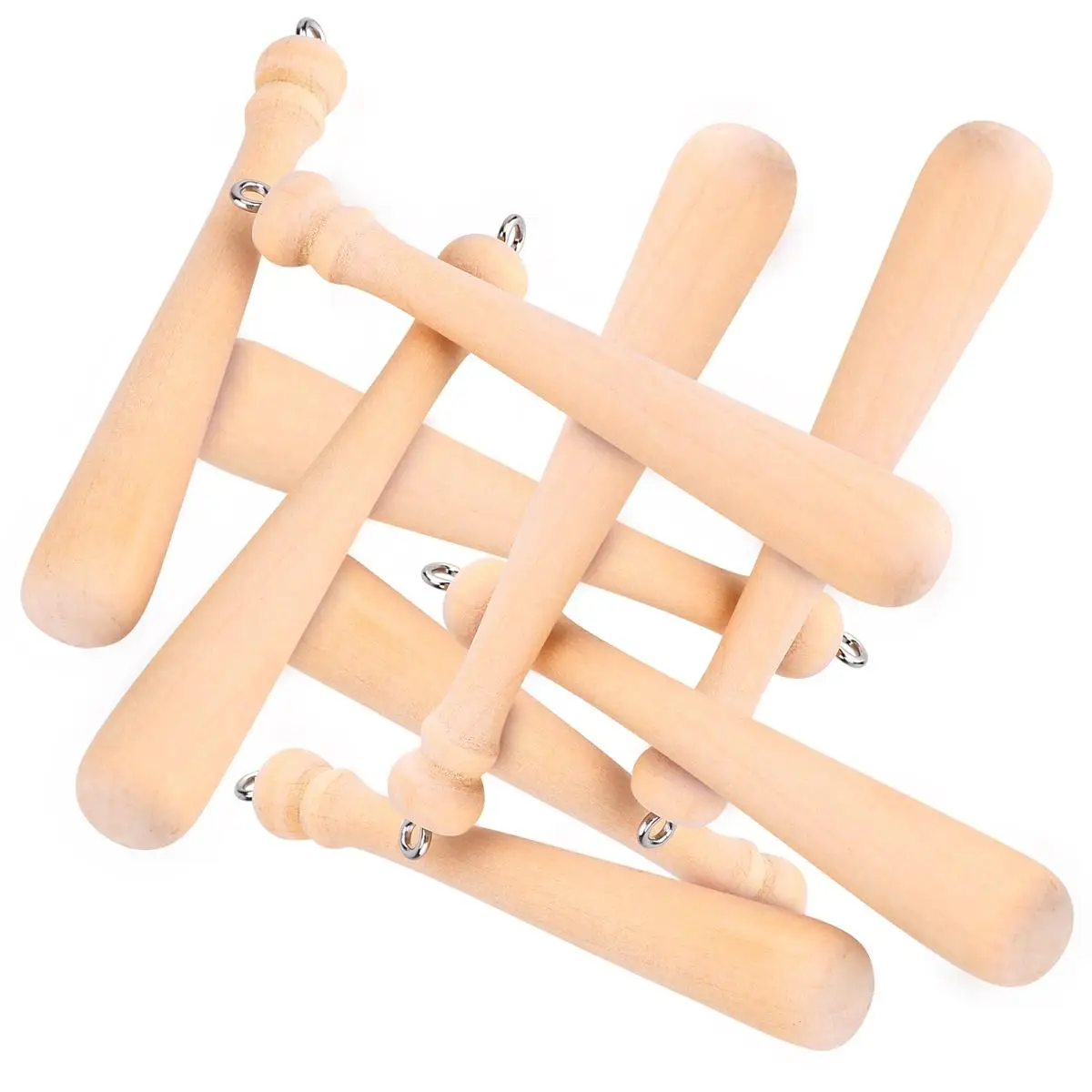 

50 Pcs Keychain Pendant Baseball Bat Design Decorative Accessory Unique Gifts Wooden Key Ring Fashion Jewelry Sewing Crafts