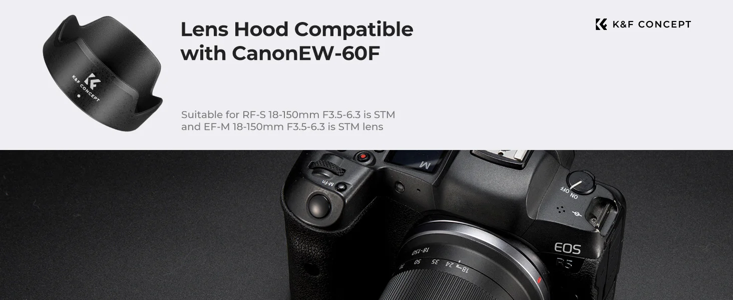 K&F CONCEPT Gegenlichtblende für Canon Objektiv Reversibel Schnappverschluss Kamera Objektivblende Ersatz für ET74B EW60F EW65C Bajonett Schwarz – Detail 1