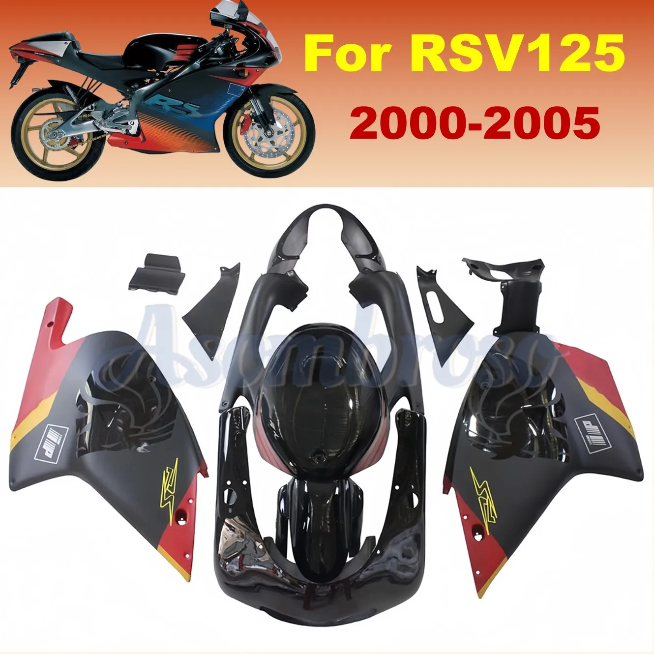 Premium Motorcycle Parts Fairings kits for Aprilia RS125 2000 2001 2002 2003 2004 2005 RS4 RSV 125 black red fairing kit