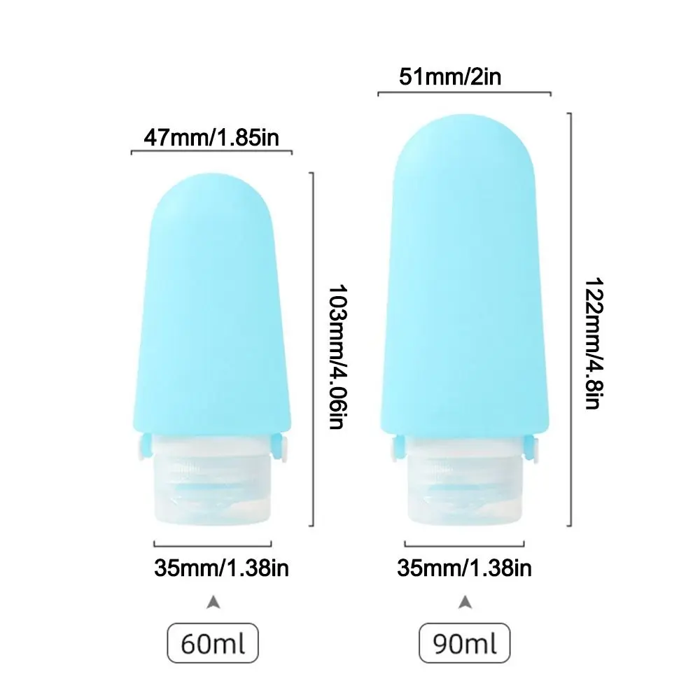 Bottiglie riutilizzabili in Silicone da 60/90ML spremere Shampoo dal Design visibile Sub-imbottigliamento bottiglia di lozione per Gel doccia di grande capacità da viaggio