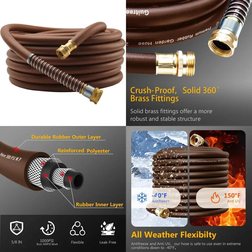 

Сверхмощный резиновый садовый шланг длиной 75 футов 5/8 с пятислойной оплеткой, соединения «папа-мама» высокого давления, 1000 фунтов на квадратный дюйм Burst Str