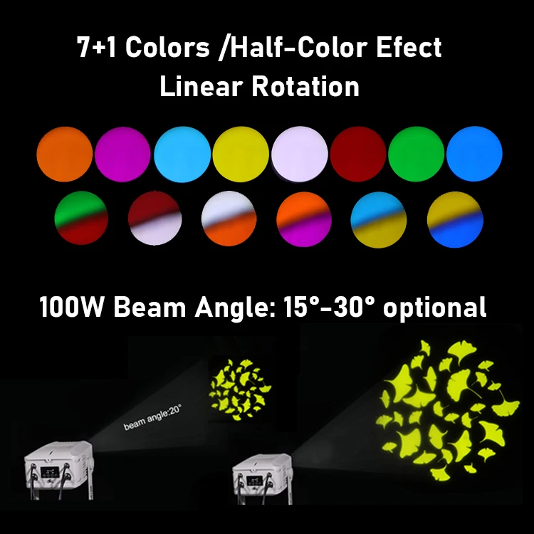 LED 120W Outdoor IP65 Gobo Projector Lighting 7-Color Temperature Aluminum Alloy DMX512 Advertising