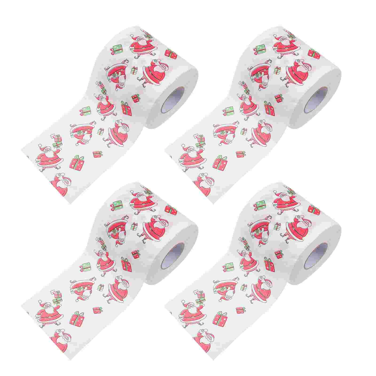 4 Rolls Toilet Paper Christmas Xmas Pattern Party Supply Festival Dinner Napkin Dining Table Printing Tissues Shopping