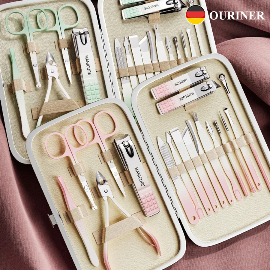 Gradient Nail Tools 7/10/18 Pcs Professional Stainless Steel Nail Clipper Set Manicure Pedicure Set of 30pcs Travel Grooming Kit
