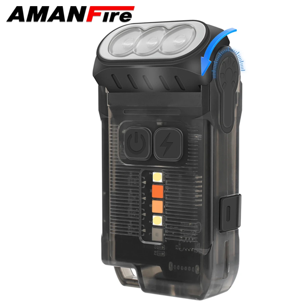 Amanfire V15 Keychain Flashlight High Power EDC Mini Torch Portable LED Light Lantern