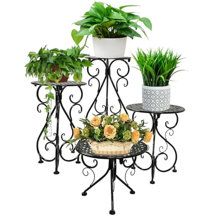 

4-Pack Metal Plant Stand for Indoor Outdoor Heavy Duty Flower Pot Stands for Multiple Plants Rustproof Iron Planter Holder Disp