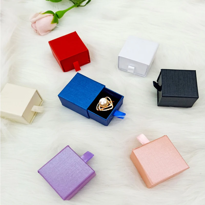 Thick Kraft Paper Drawer Jewelry Set Packaging Box Ring Necklace Bracelets Earring Gift Case Container With Sponge Inside