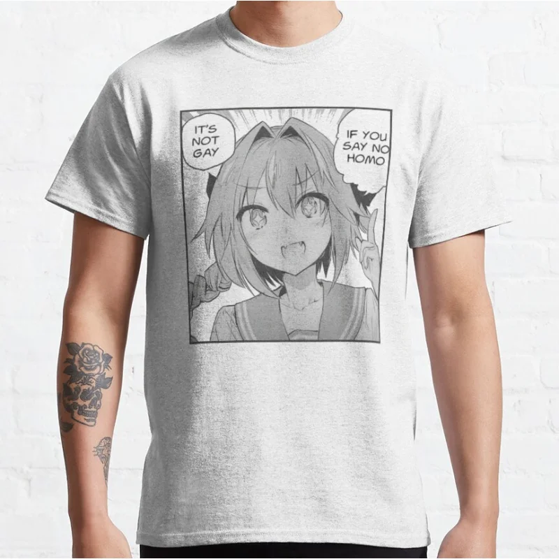 Fate Grand Order Astolfo Best Trap Anime kawaii video game Short-sleeve crewneck T-shirt for men large size Adult Tops S-6xl