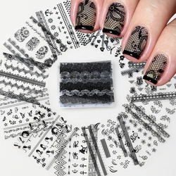 30pcs/Set Black Lace Nail Stickers Sexy Kitten Penguin Cute Animals Nail Art Stickers 6.3*5.3 Cm DIY Wedding Nail Decoration