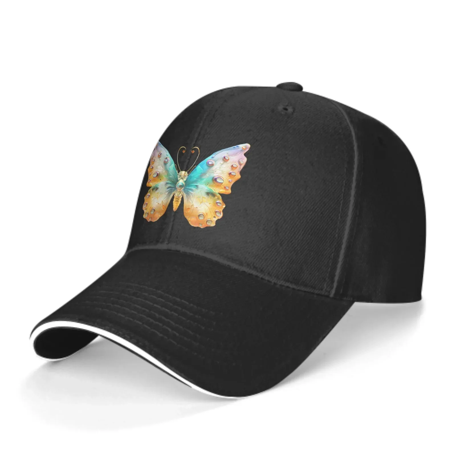 Beautiful Butterfly Baseball Cap Stamping Printing Sandwich Duck Tongue Hat Spring Summer Fashion Washed Sports Outdoor Travel