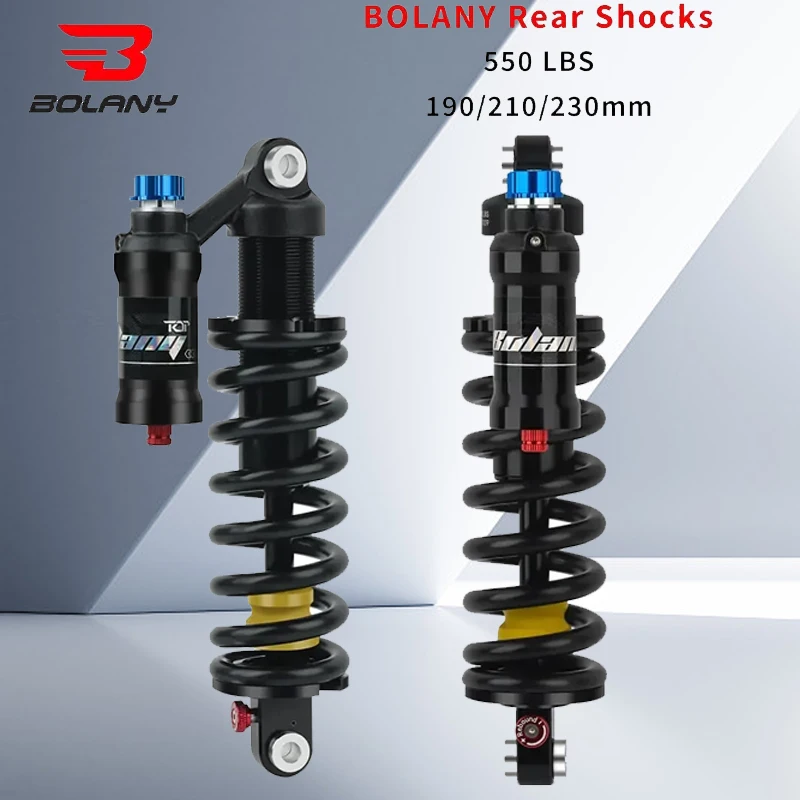 

BOLANY MTB Adjustable Rear Coil Suspension Shock | 190/210/230mm Coil Spring | Compatible with Downhill/Electric Mountain Bikes