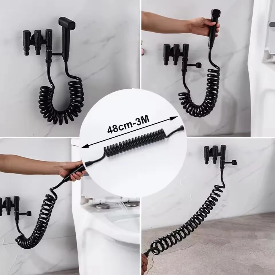 Neue 1,5/2/3/5M Frühling Flexible Einziehbare Dusche Schlauch Spirale Flexible Schlauch Für Duschkopf wc Bidet Wasser Rohr Sanitär Bad