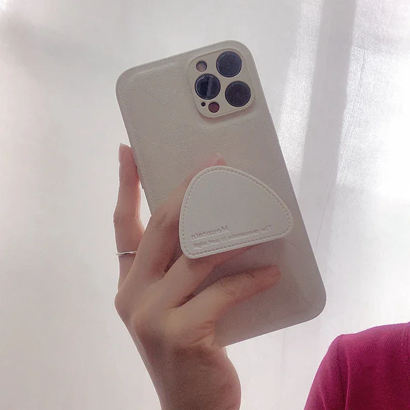 Ins coreano bonito 3d couro dedo griptok alça tok suporte para iphone 15 14 7 suporte de telefone universal anel suporte