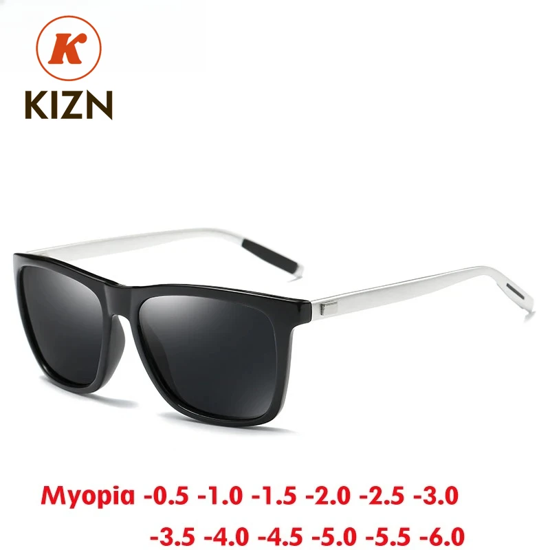 

KIZN Square Polarized Myopia Sunglasses Fashion Women Men Prescription Driving Glasses Optics Custom Eyewear -0.5 to -6.0
