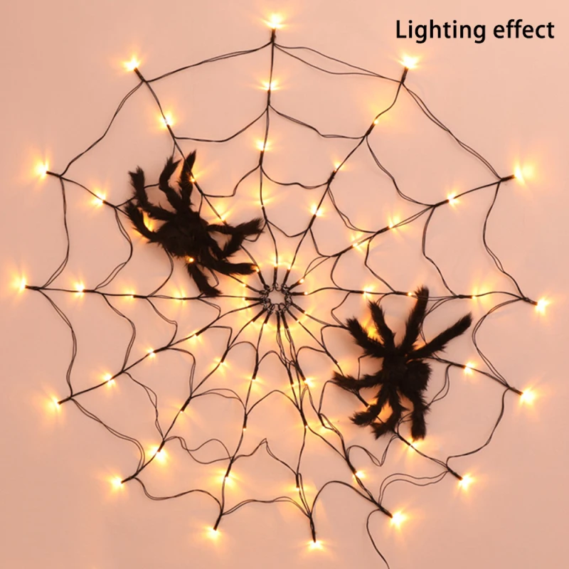 

5/3/1pcs LED Halloween Light Spider Web Decoration Lights Spider Net Lamp Decorative Atmosphere Party Light