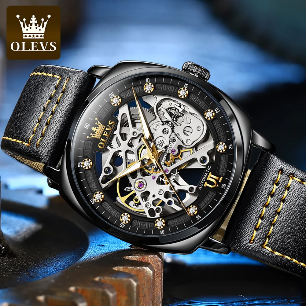 OLEVS Men\'s Watches Automatic Mechanical Men Watch Noctilucent Skeleton Sport Waterproof Watch For Men Relogio Masculino