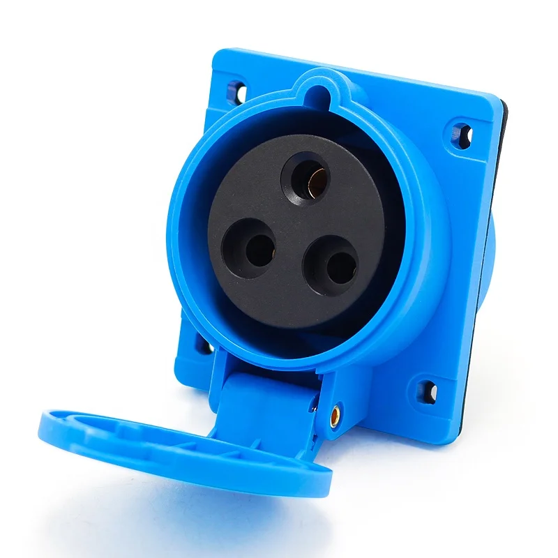 

SFE SF-423 IP44 32A 220-240V 6H 2P+E 3-контактная однофазная промышленная угловая наклонная розетка для скрытого монтажа