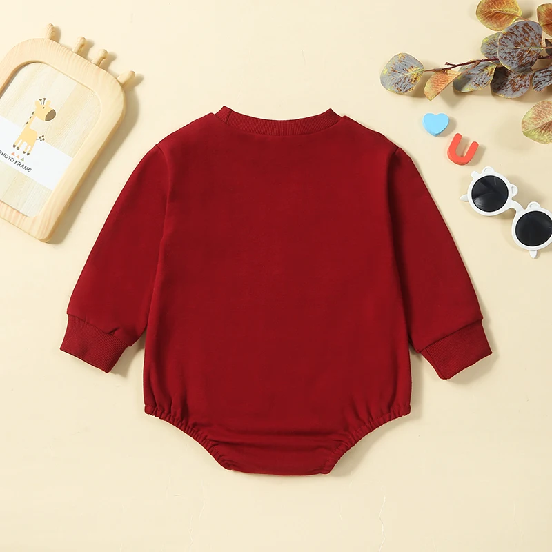 Infant Baby Christmas Jumpsuit Letter Print Long Sleeve Sweatshirt Romper Newborn Baby Swearshirt Bodysuits Festival Clothes