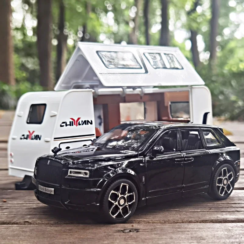 Remorque l'inventaire Rolls Royce Cullinan en alliage moulé sous pression pour garçons, ensemble de montres, modèle 1:32, voiture de collection, considérant le pneu en métal, jouet de voiture