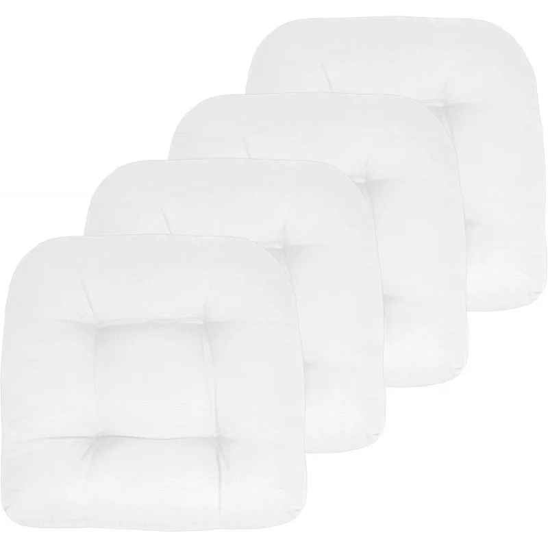 

Patio Cushions Outdoor Chair Pads Premium Comfortable Thick Fiber Fill Tufted 19" x 19" Seat Cover, 4 Count (of 1), White