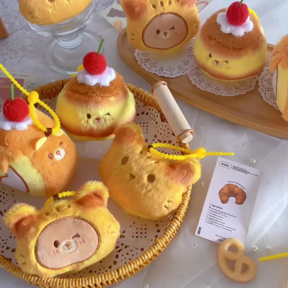 لطيف الكرتون الخبز الكعك المفاتيح رقيق لينة سطح المكتب زينة لعبة المفاتيح سيارة كيرينغ سحر طفل هدية