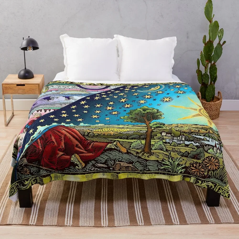 

Flammarion Engraving Flat Earth Throw Blanket Fuzzy Plush Throw Blanket for Sofa Chair