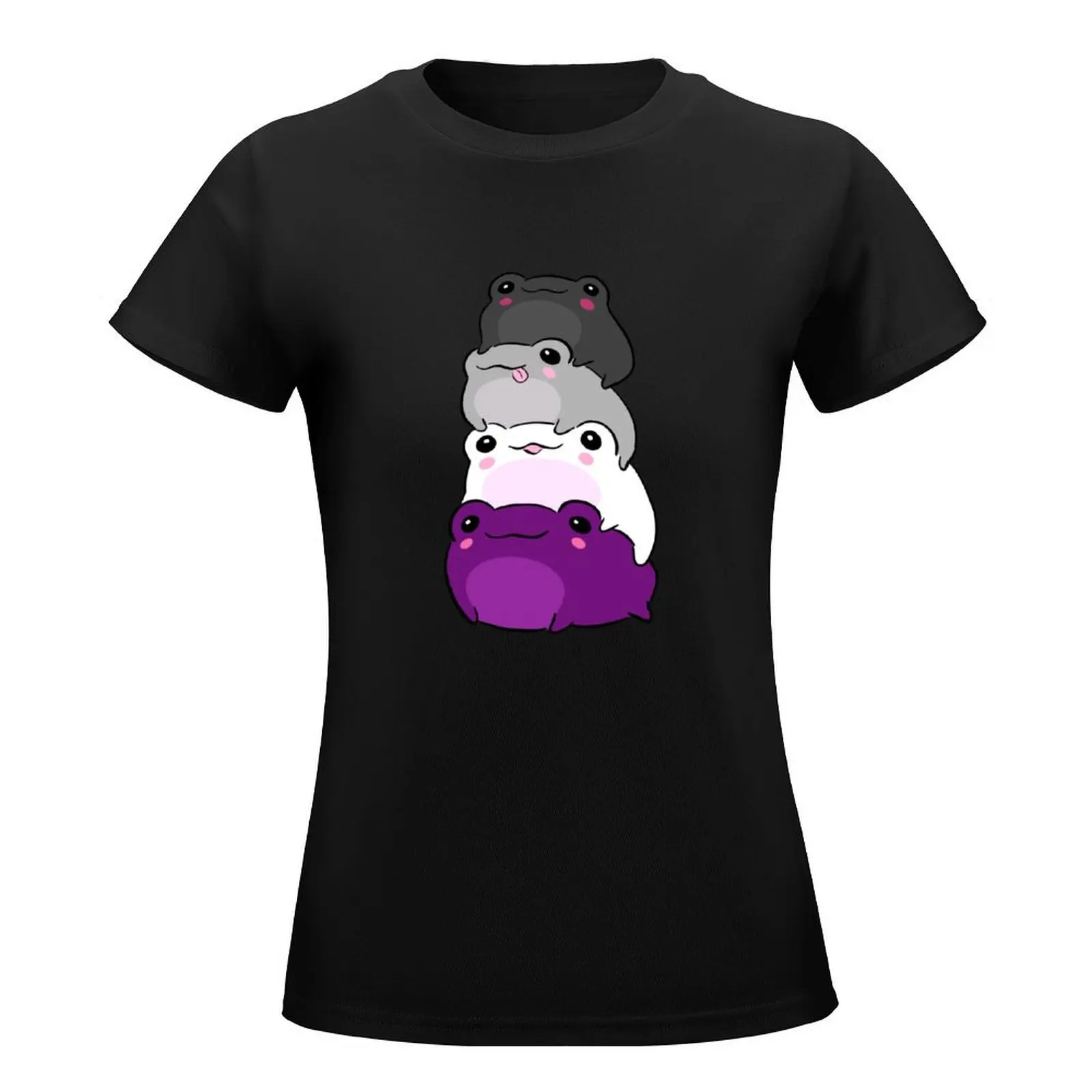 Subtle Queer Pride Frog in Asexual Flag Colors: An Aesthetic Ace Pride Gift in Grey, White, and Purple for June Pride Mo T-Shirt