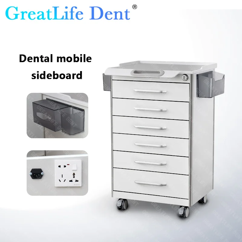 

GreatLife Dent Dental Clinic High End Medicine Instruments Dental Mobile Side Cabinet Stainless Steel Dental Clinic Small Cart