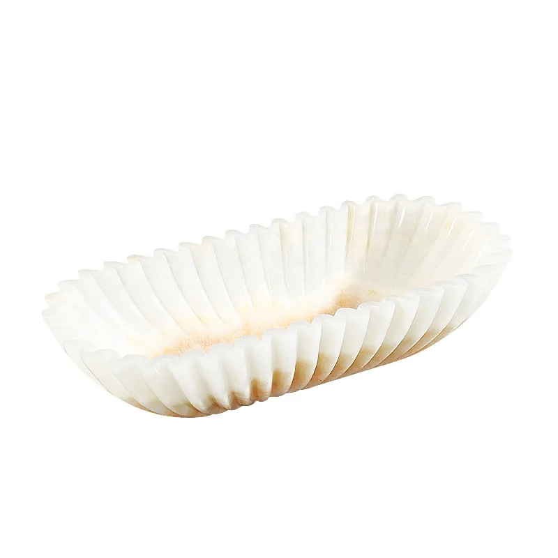 Vento natural mármore artesanal escultura placa de frutas modelo sala estar entrada homestay armazenamento decorativo prato frutas