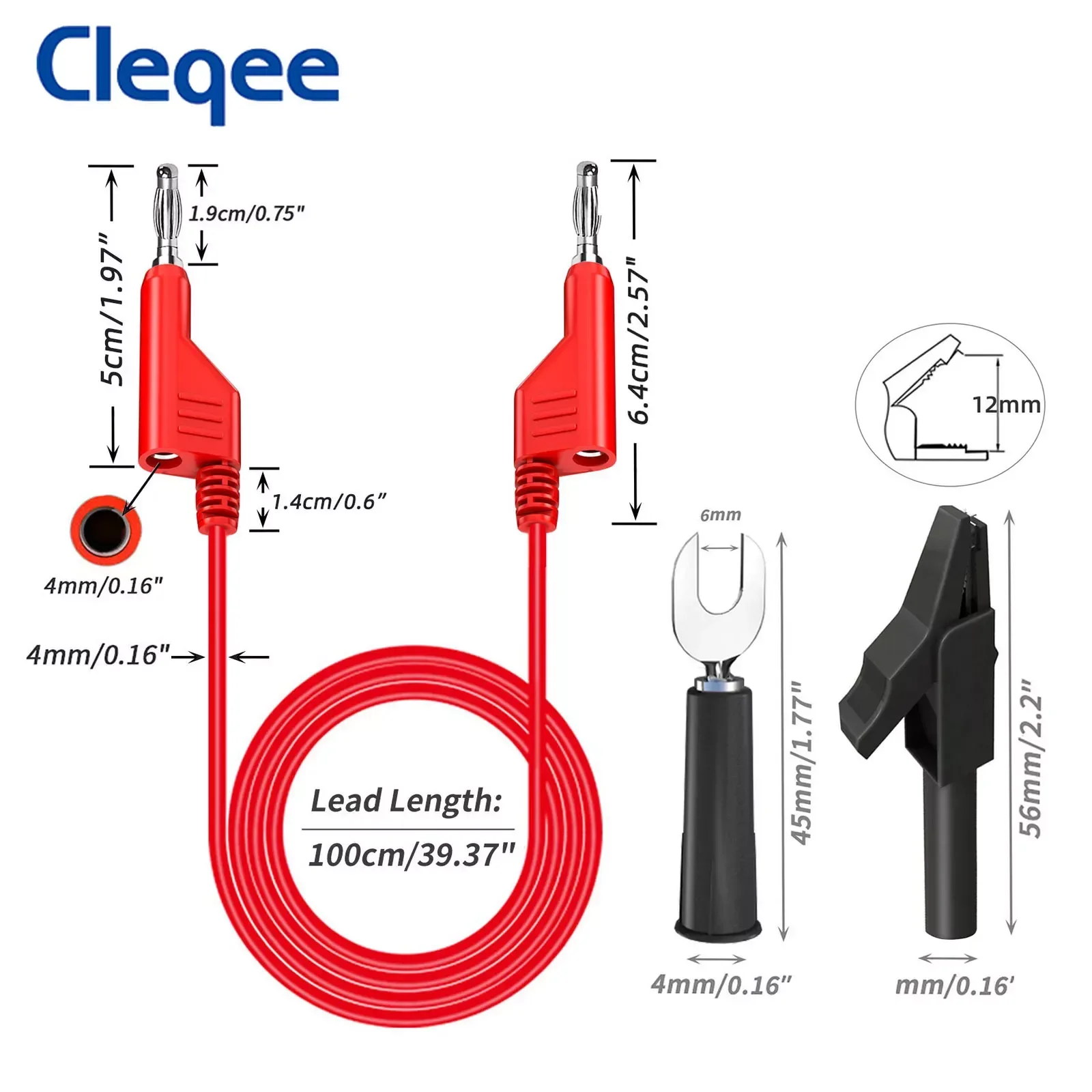 Cleqee P1036A 4mm Banana to Banana Plug Multimeter Test Lead Kit PVC Wire Alligator clip U type Spade Plug Automotive Tool Set