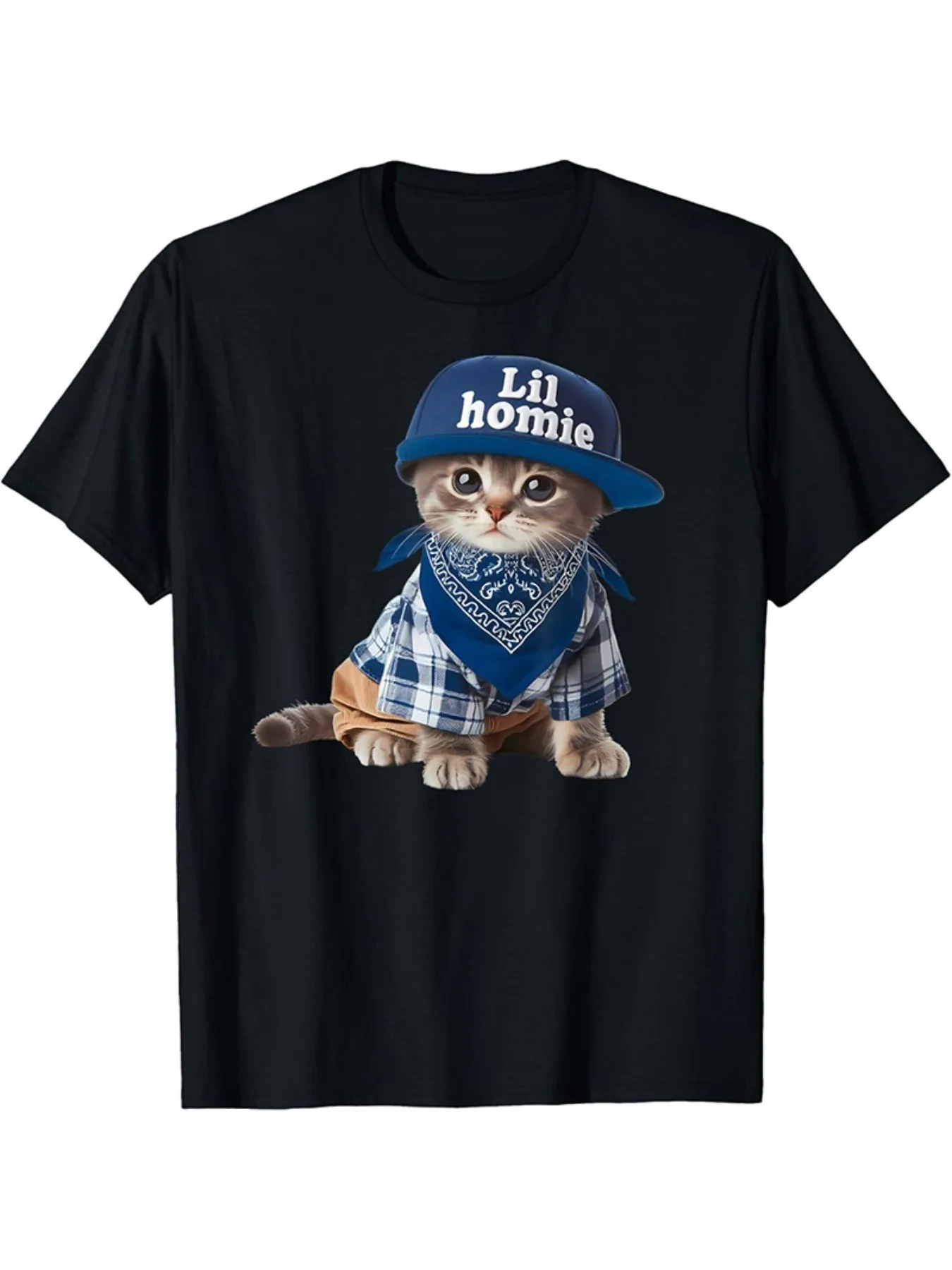 [Fast Arrival] Camiseta de bajo perfil de gato pandillero cholo lindo chicana chicano T-Shirt for Men Women, Unsex Soft Fabric,