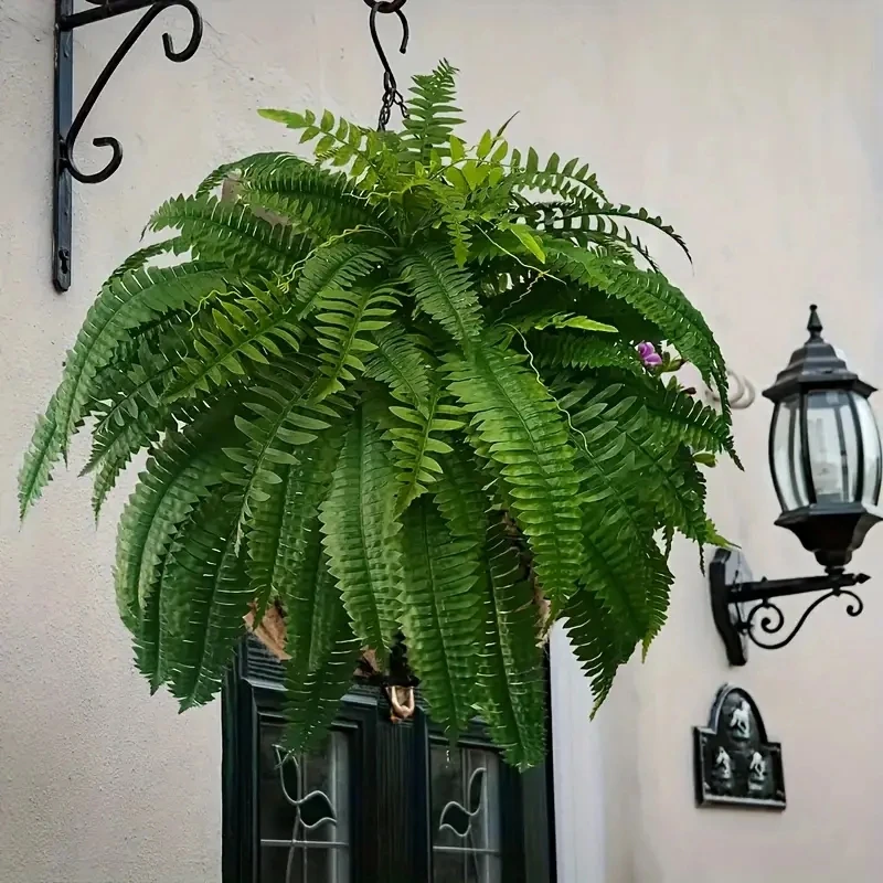 

Realistic Boston Ferns 57cm/67cm Artificial Boston Fern Plants 38 Leaves UV Resistant Fake Ferns Greenery for Door Porch Decors