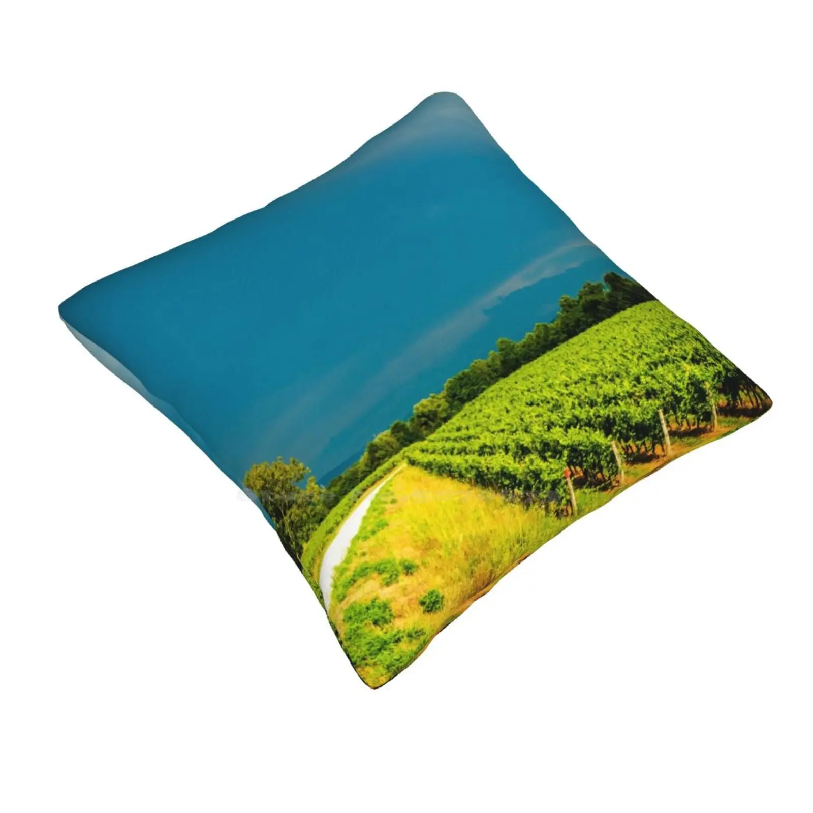 Over The Vineyard Home Sofa Car Waist Throw Pillowcase Friuli Venezia Giulia Agricultural Agriculture Background Climate Clouds