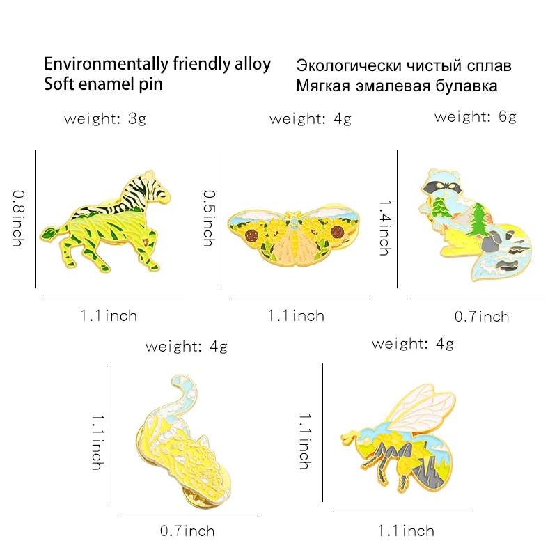 Épingles en émail de parc de dinosaures, broches de papillon kasgehog, insignes de revers de grenouille, cadeaux de bijoux de plante animale, 5-6 pièces, ensemble, livraison directe