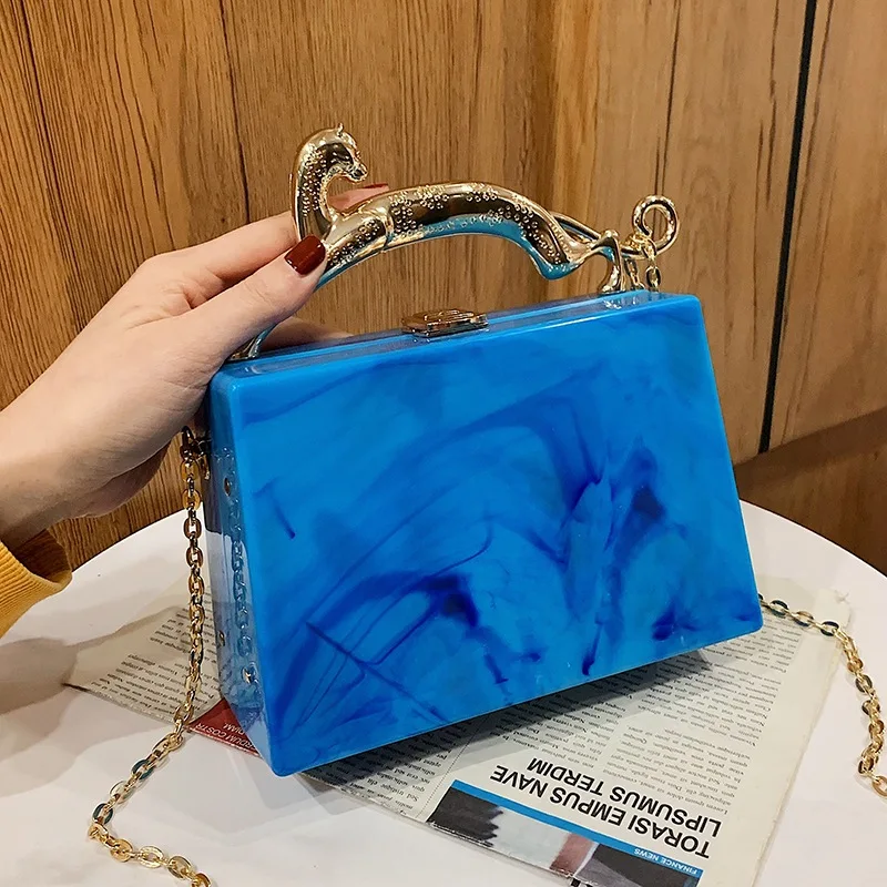 Luxury Acrylic Women Handbag With Metal Portable Designer Small Shoulder Bag Ins Chains Crossbody Bags For Women Hot Evening Bag